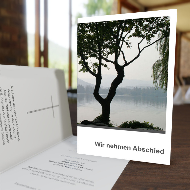 Trauerkarte Baum am Wasser