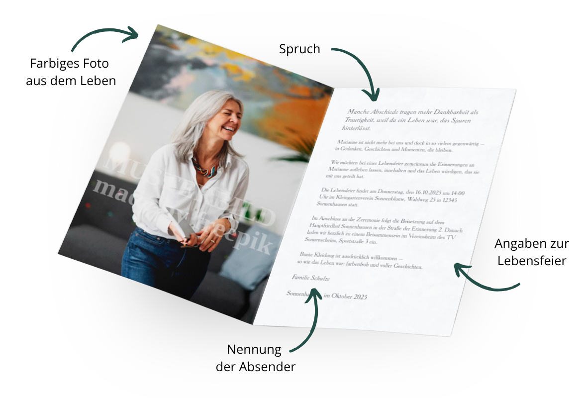 Was steht in einer Lebensfeierkarte?